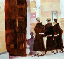 Franciscans entering Santa Chiara