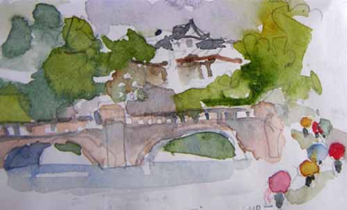 Imperial Palace with umbrella blossoms
