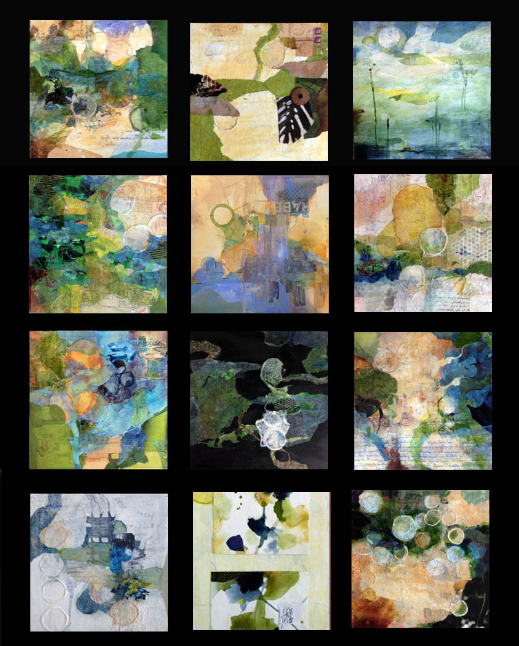 Thumbnails of Susan K. Miller watercolors and watermedia collages. Click images for larger views.